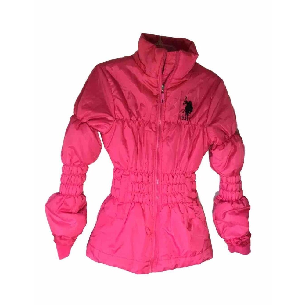 U.S. POLO Assn Girls Pink USPA Winter Puffer Coat Size L 14/16 Jacket